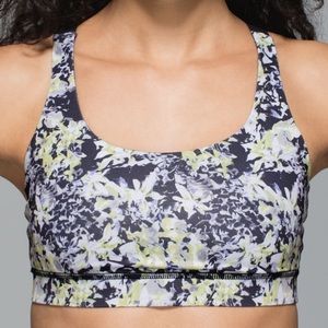 Lululemon Energy Bra Crosscourt Petal Black Clarity Yellow / Black, Size 6